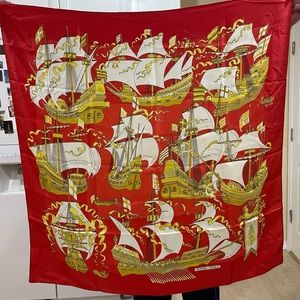 Vintage 1976 HERMES ARMADA silk scarf with COA